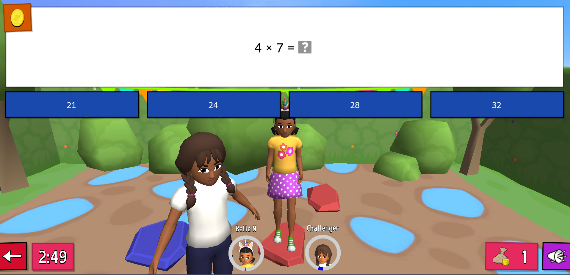 Screenshot of times tables challenge - stepping stones]