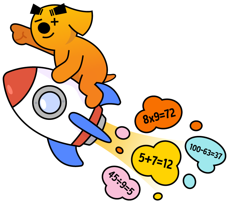 Sumdog sitting on a rocket with number facts